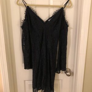 Boutique NWT black lace off the shoulder dress
